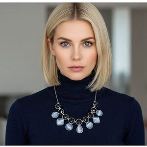 STATEMENT NECKLACE - Stunning blue two layer necklace